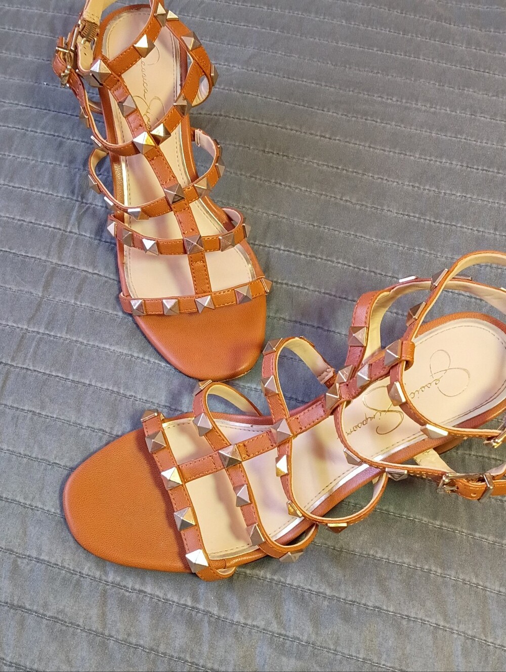 Jessica Simpson Studded Strappy Block Heel Gladiator Sandals
